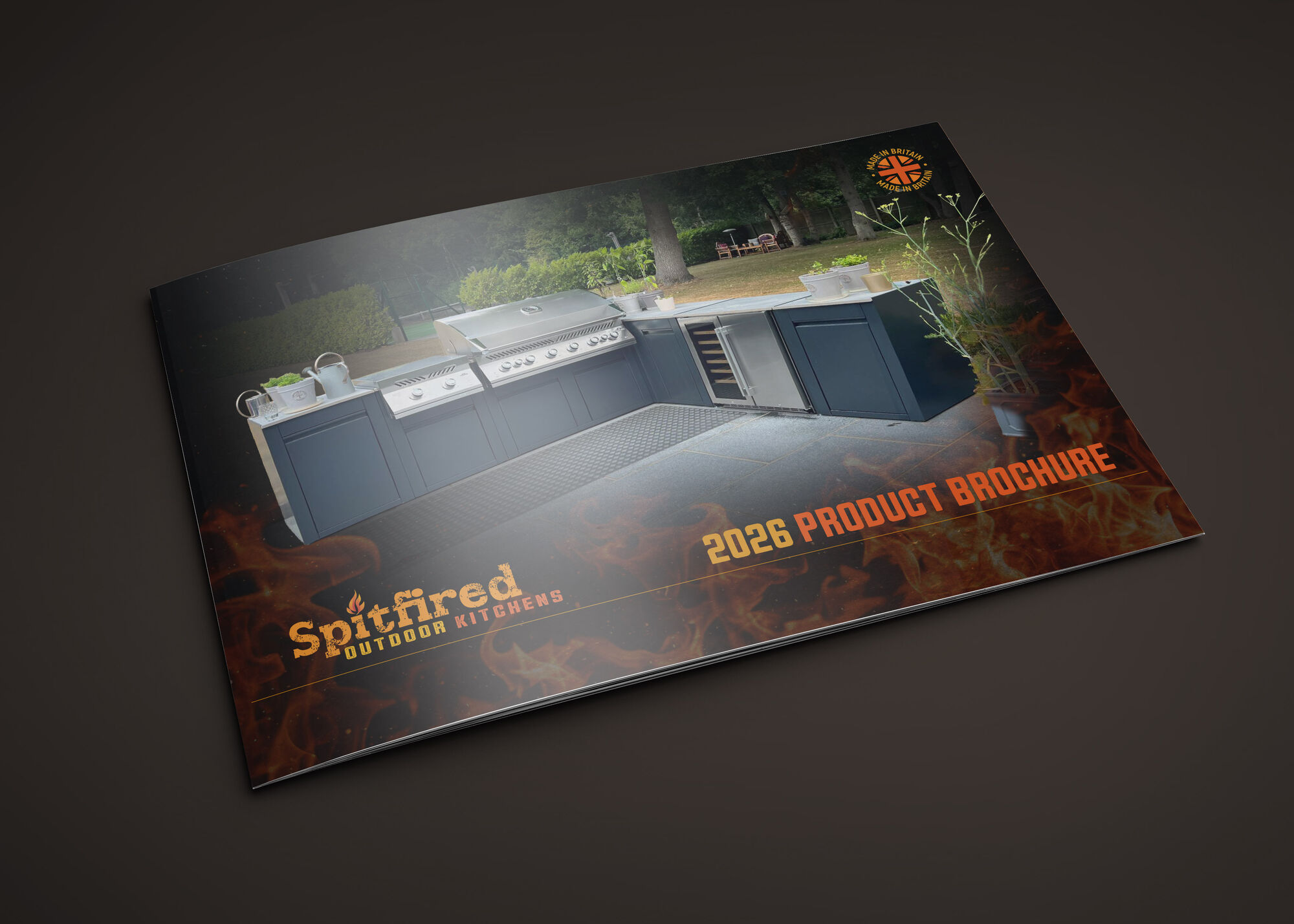 2026 product brochure for Spitfired Outdoor Kitchens