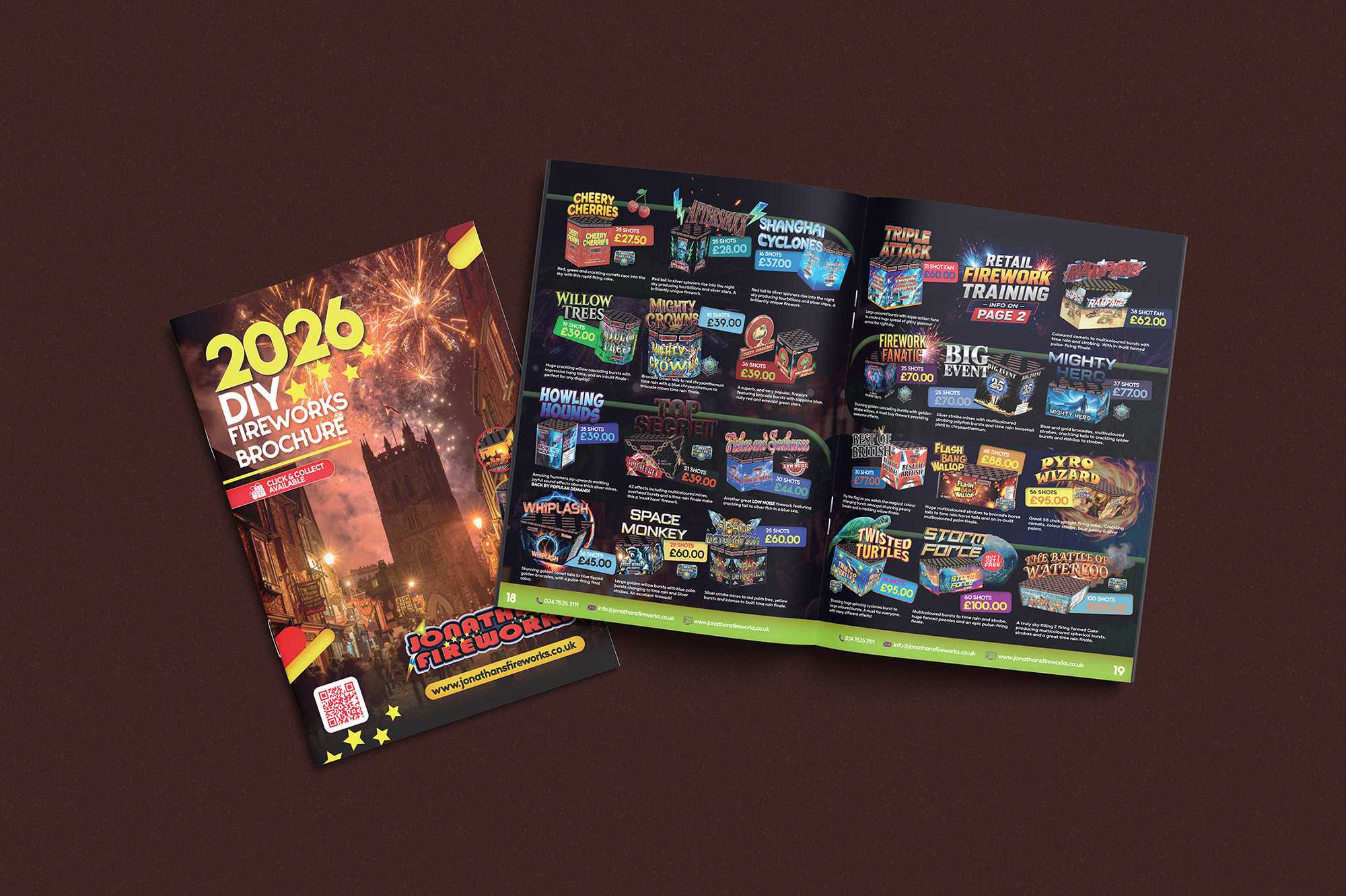 Brochure design for Jonathan's Fireworks detail