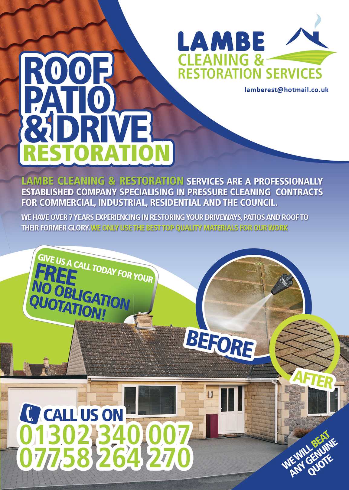 Flyer design for Lambe Cleaning Restoration detail