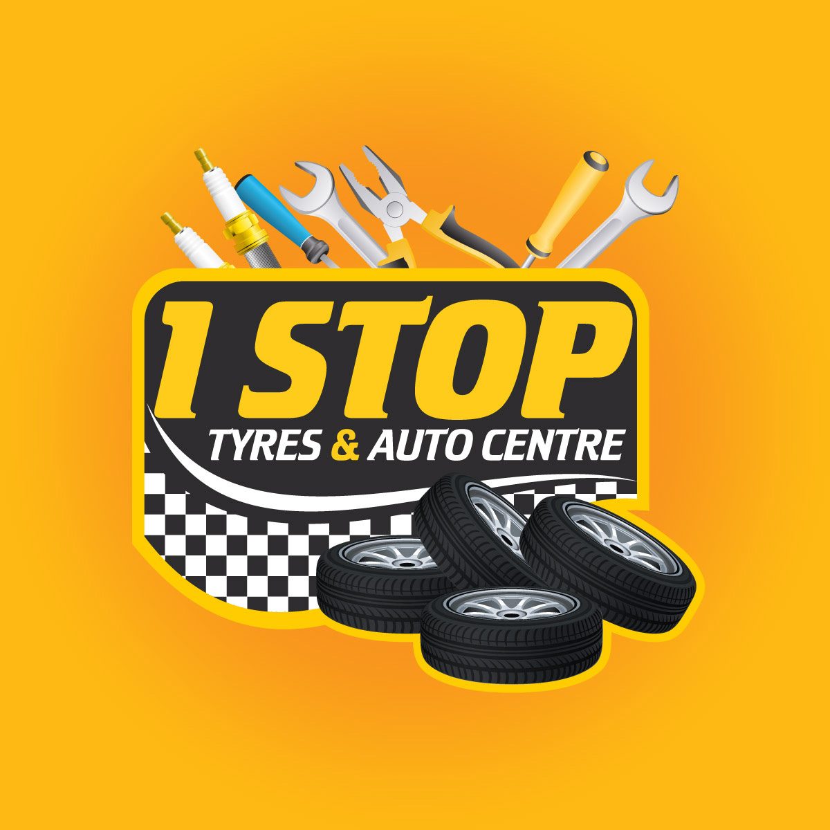 Logo design for 1 Stop Tyres & Auto Centre detail