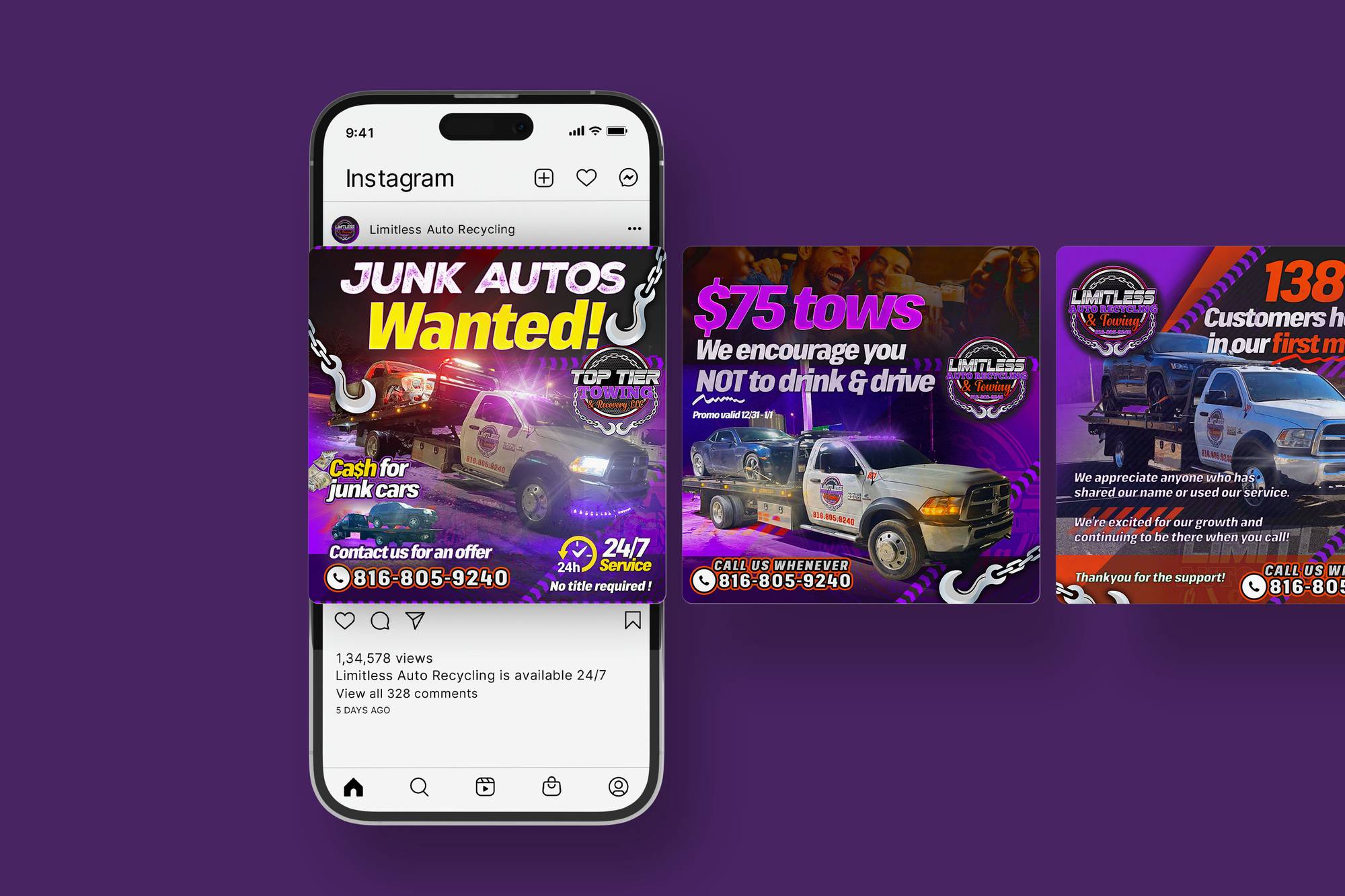 Social media design for Limitless Auto Recycling