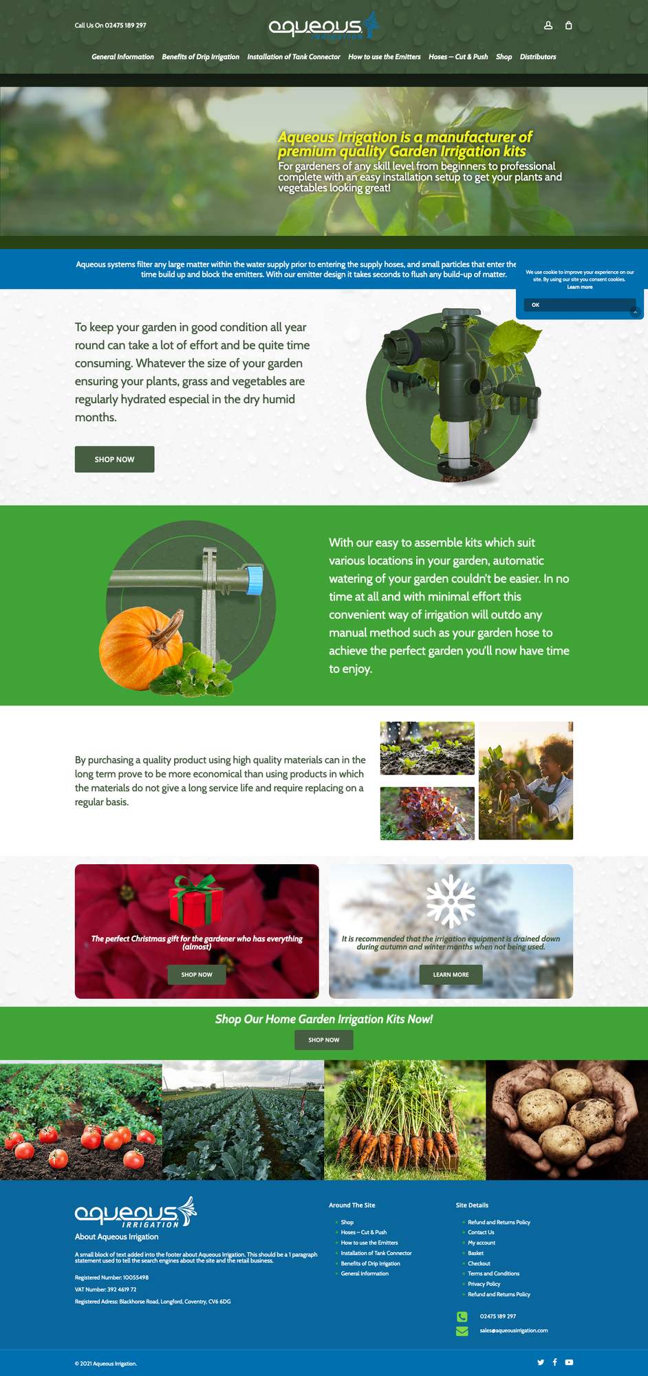 Website design for Aqueous Irrigation detail