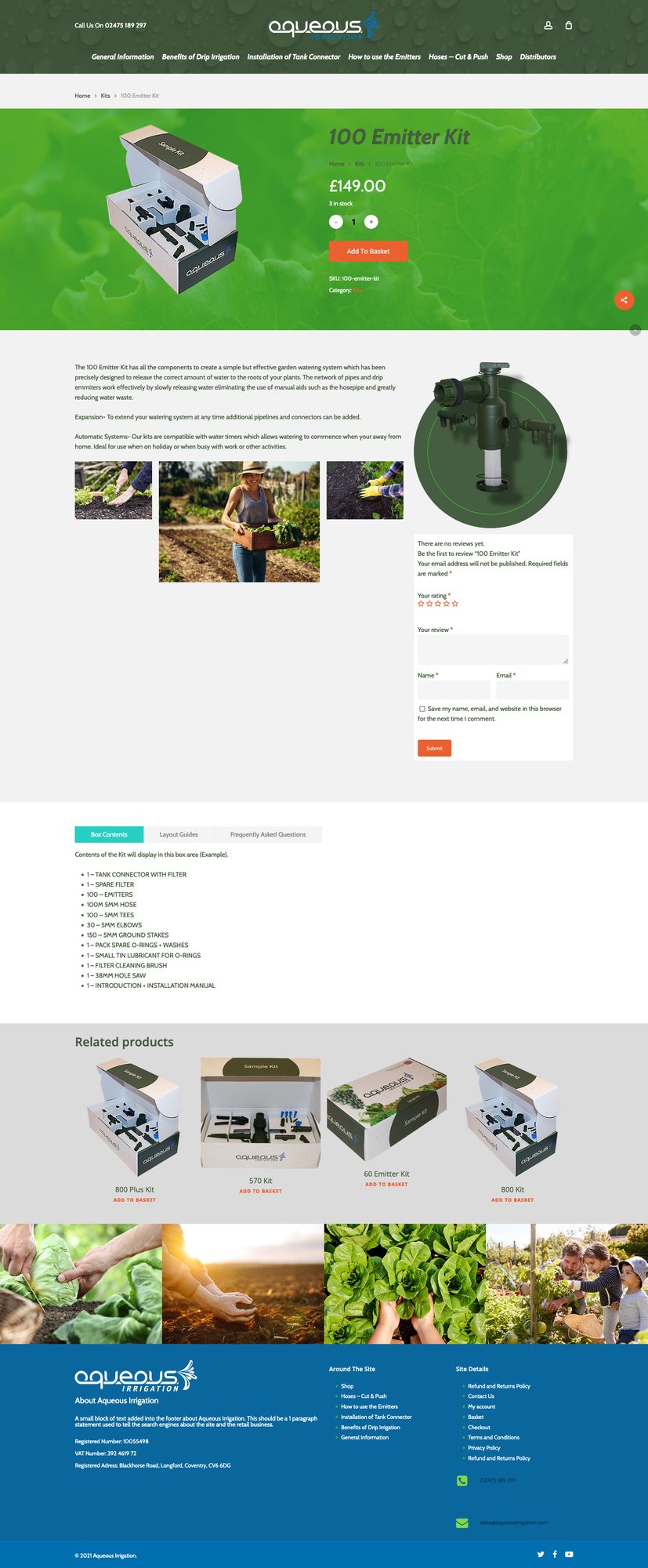 Website design for Aqueous Irrigation