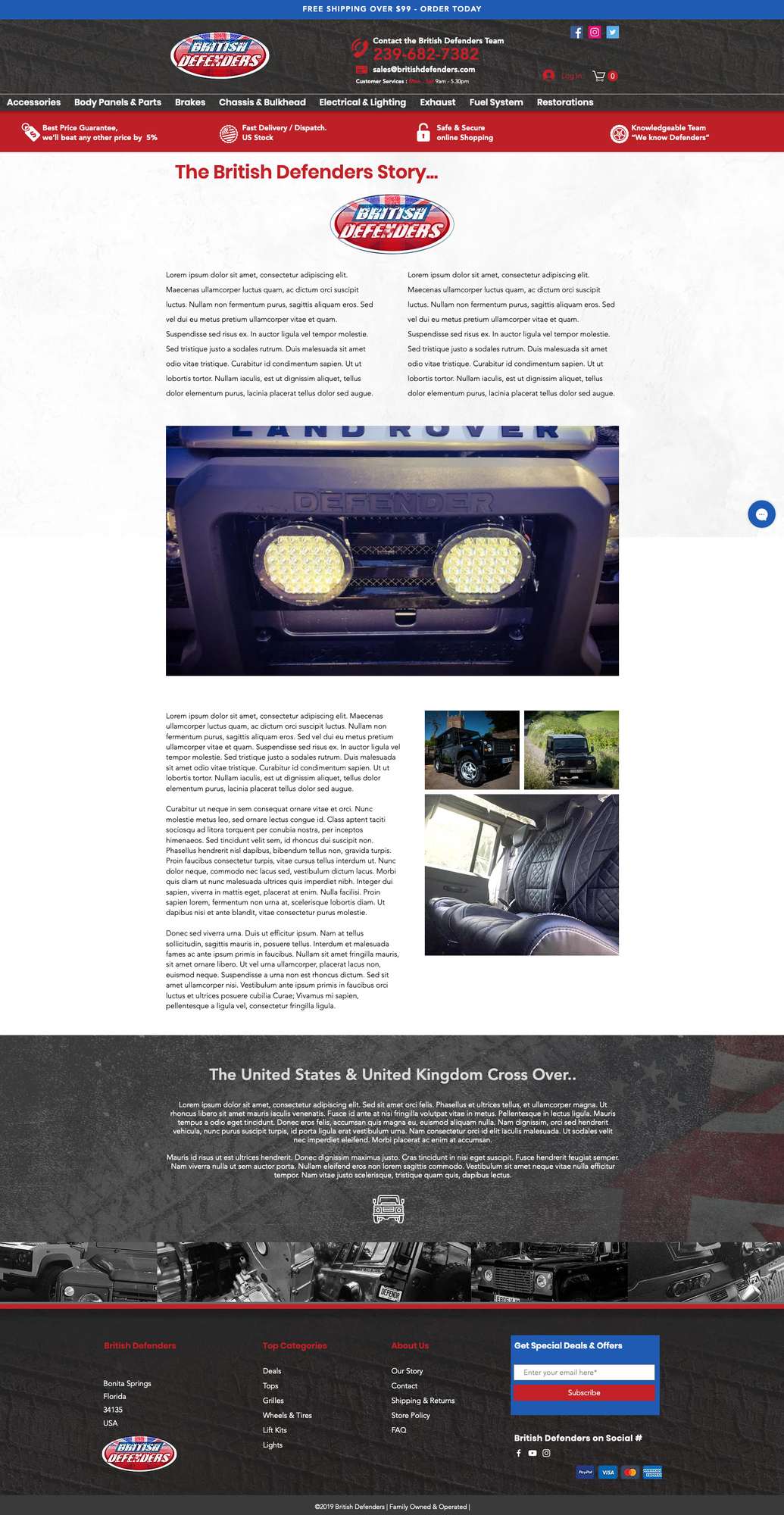 Website design for British Defenders detail