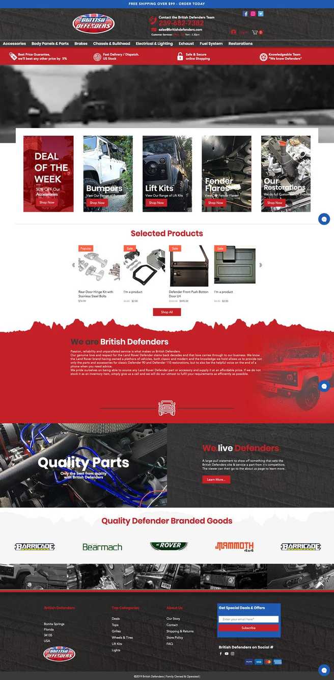 Website design for British Defenders