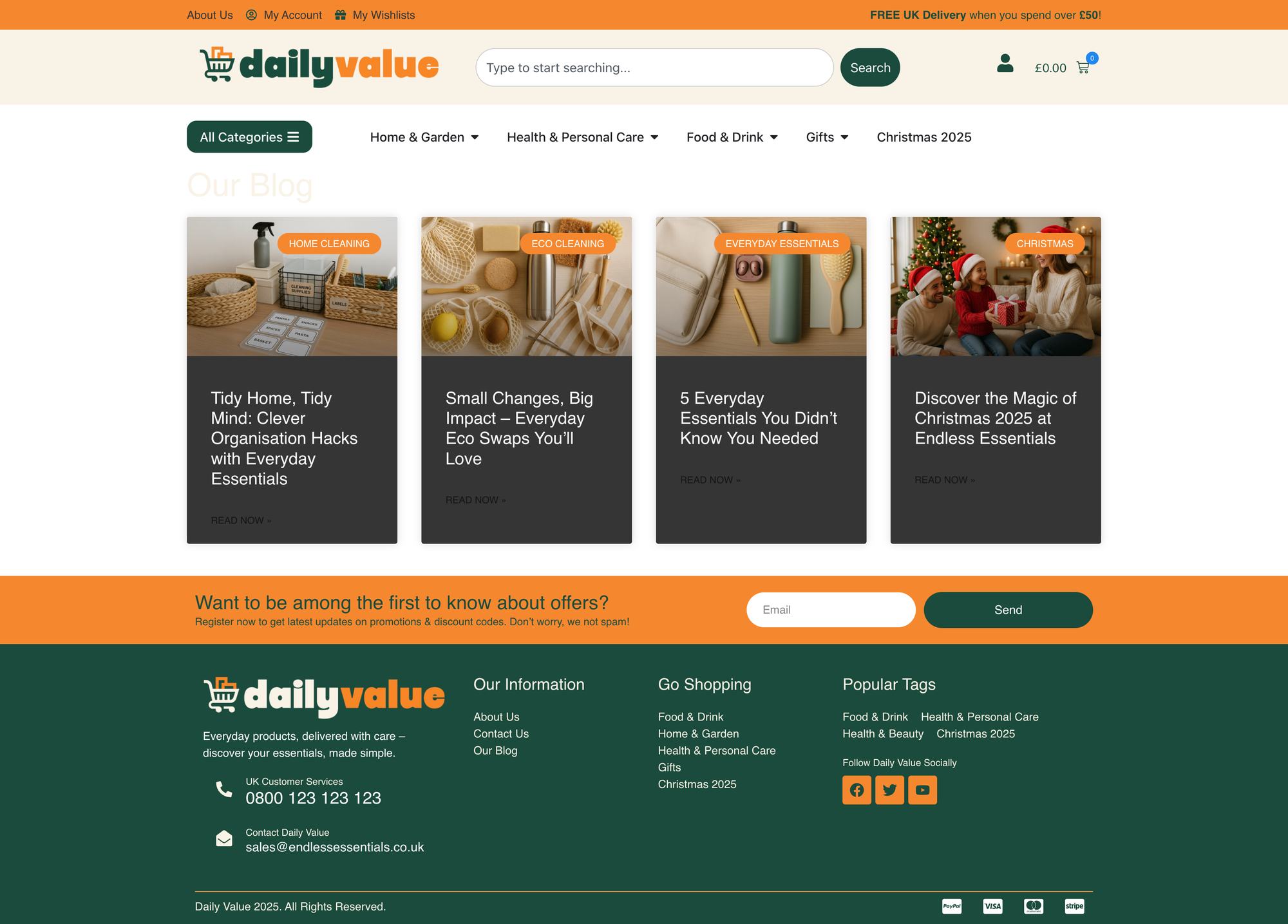 Website design for Daily Value detail