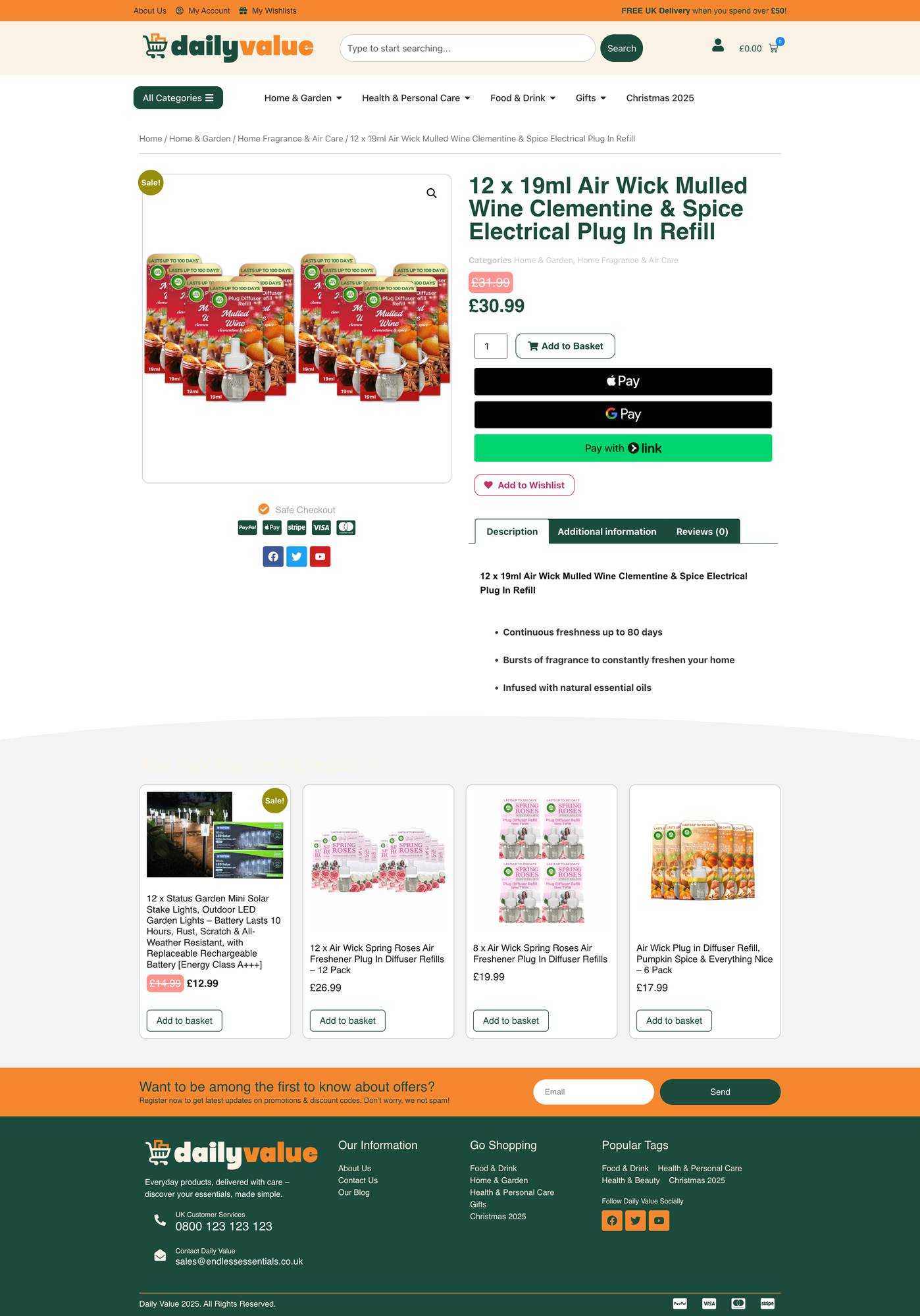 Website design for Daily Value detail
