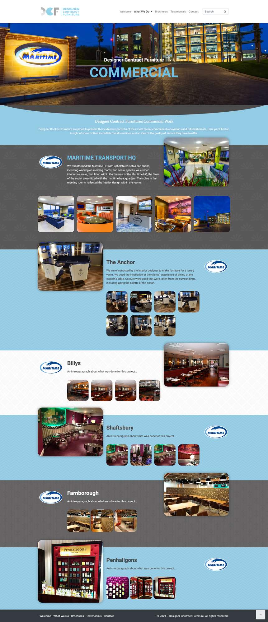 Website design for Designer Contract Furniture detail