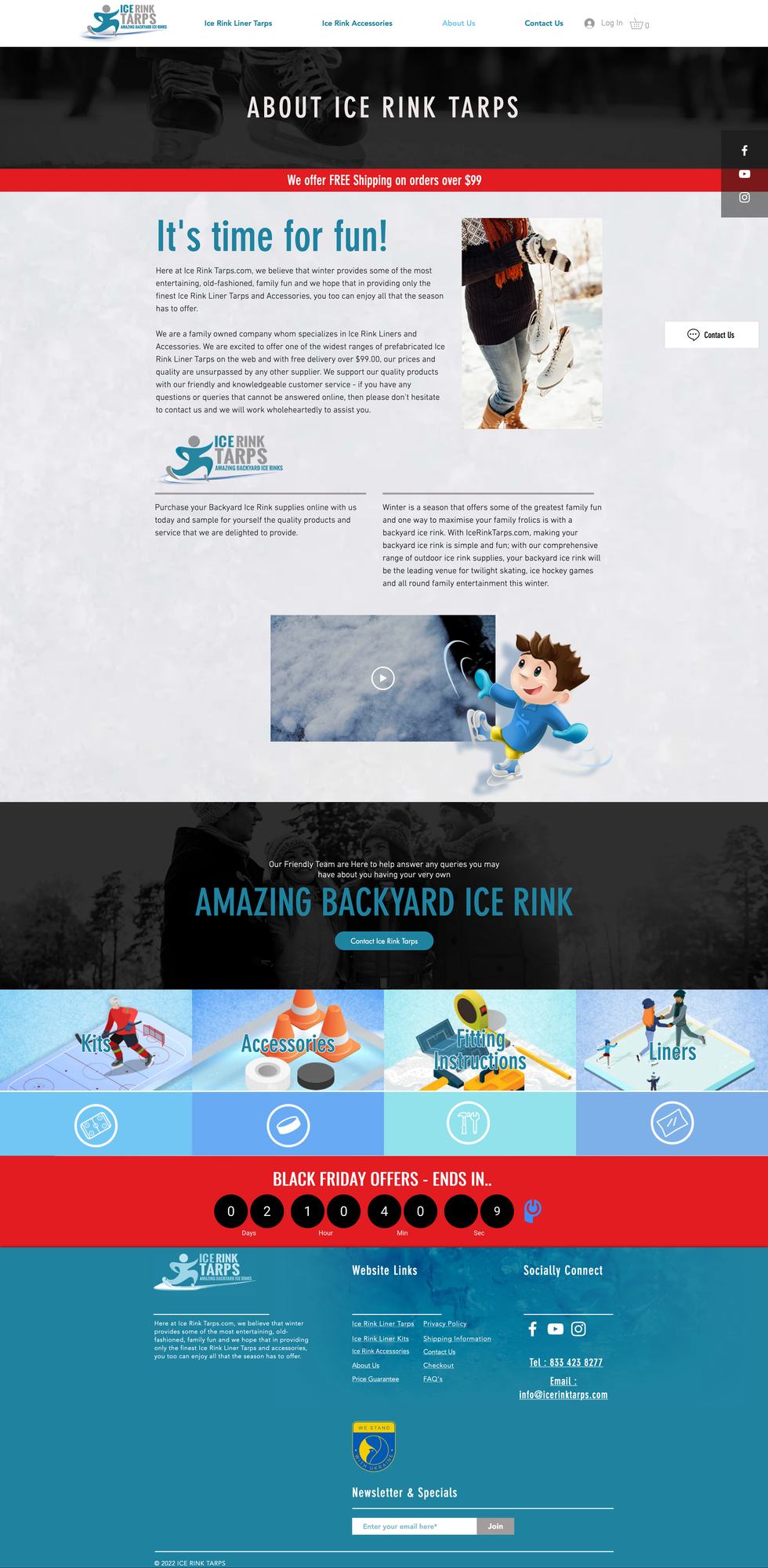 Website design for Ice Rink Tarps detail
