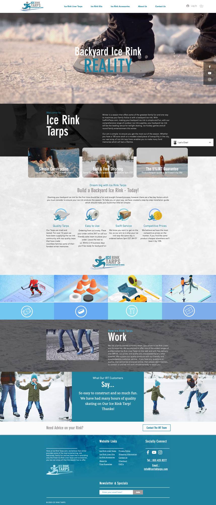 Website design for Ice Rink Tarps detail