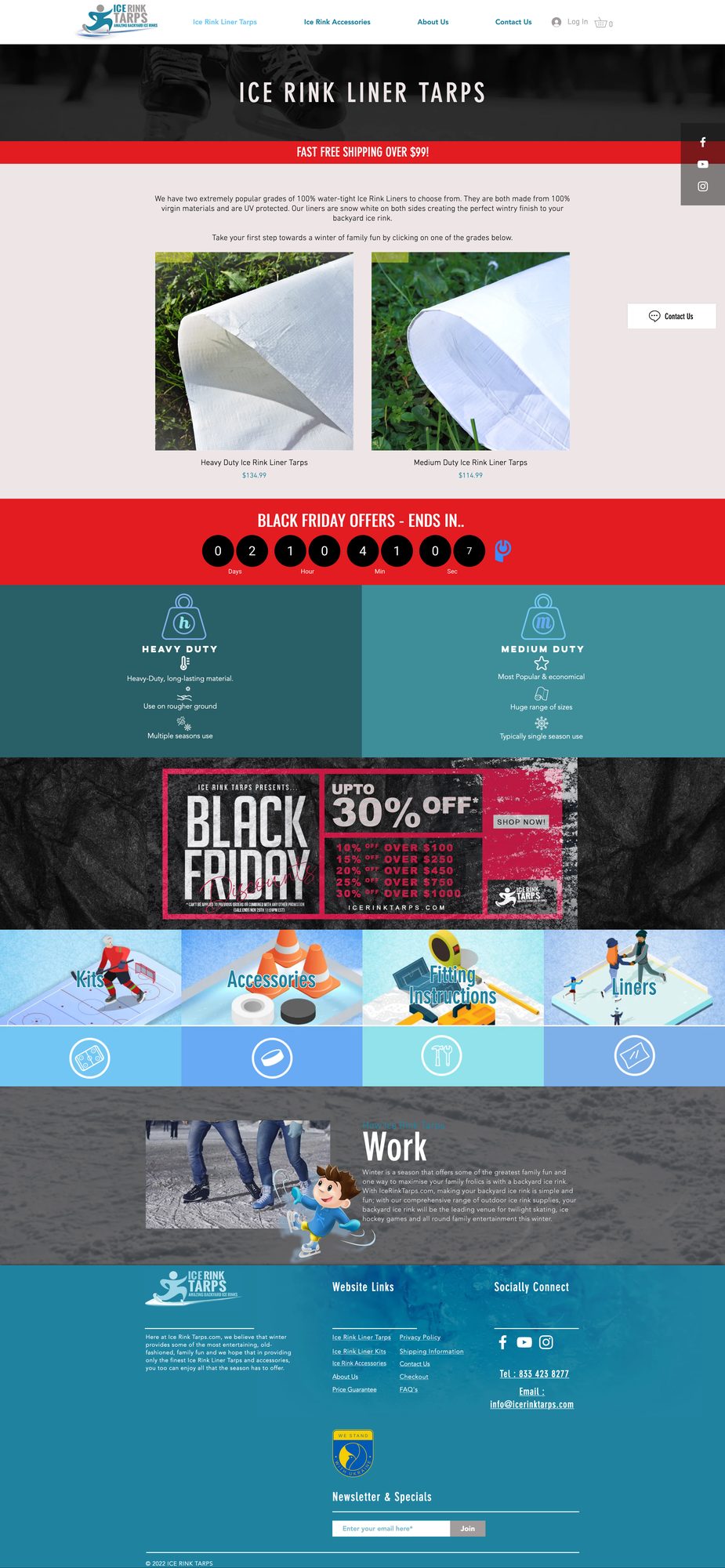 Website design for Ice Rink Tarps