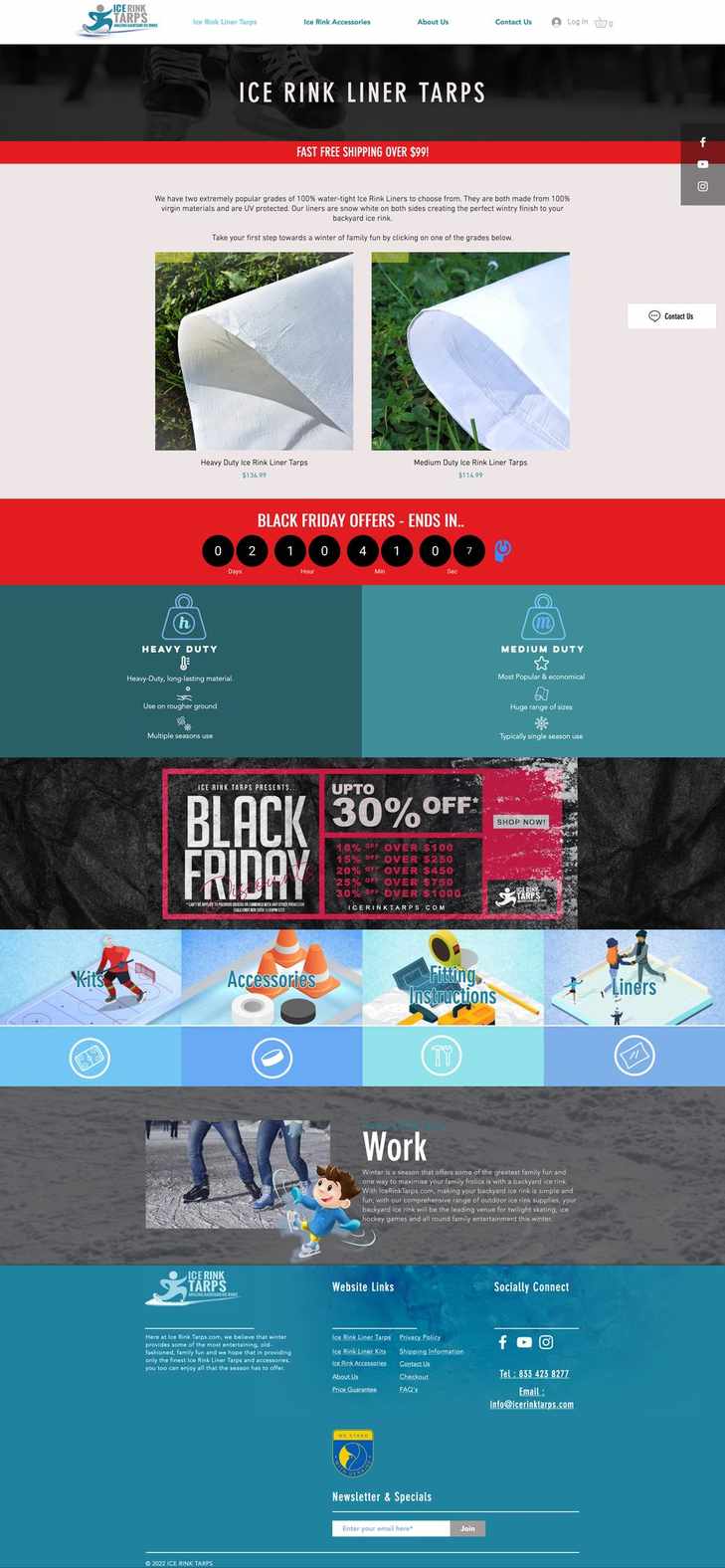 Website design for Ice Rink Tarps