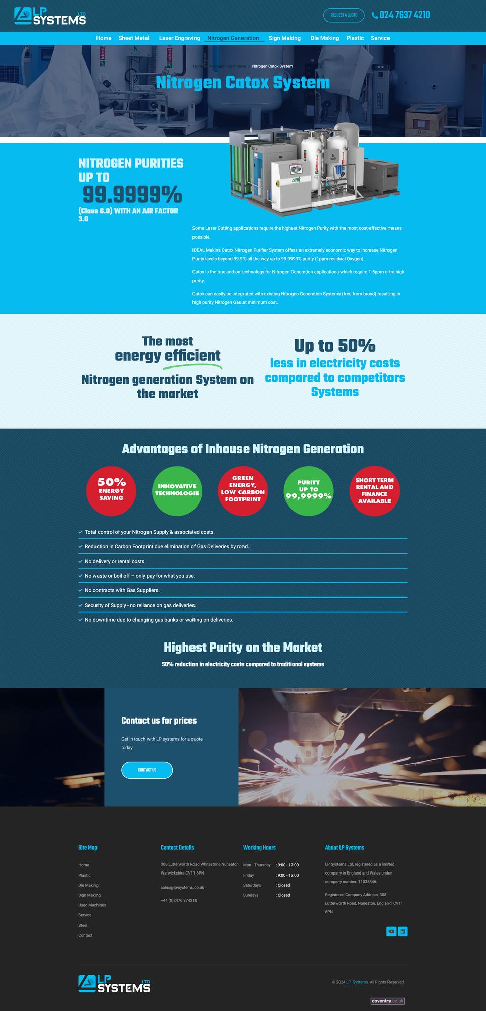 Website design for LP Systems detail