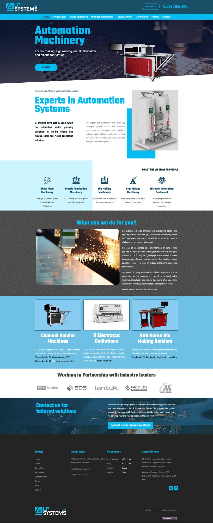 Website design for LP Systems detail