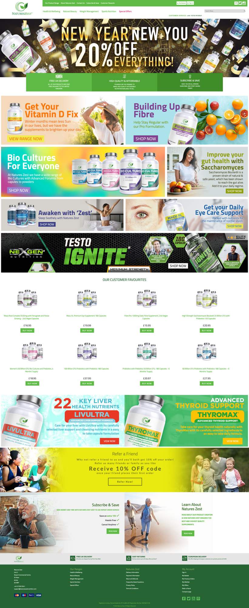 Website design for Natures Zest detail