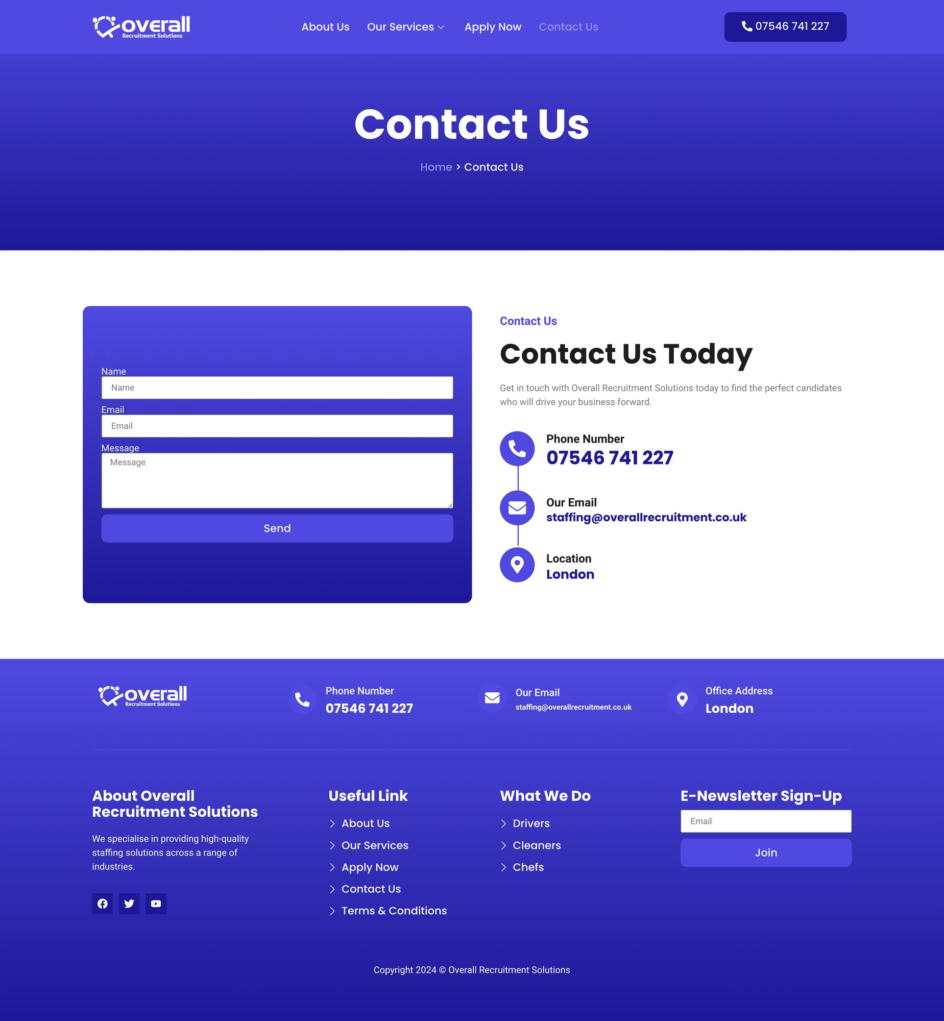 Website design for Overall Recruitment Solutions detail