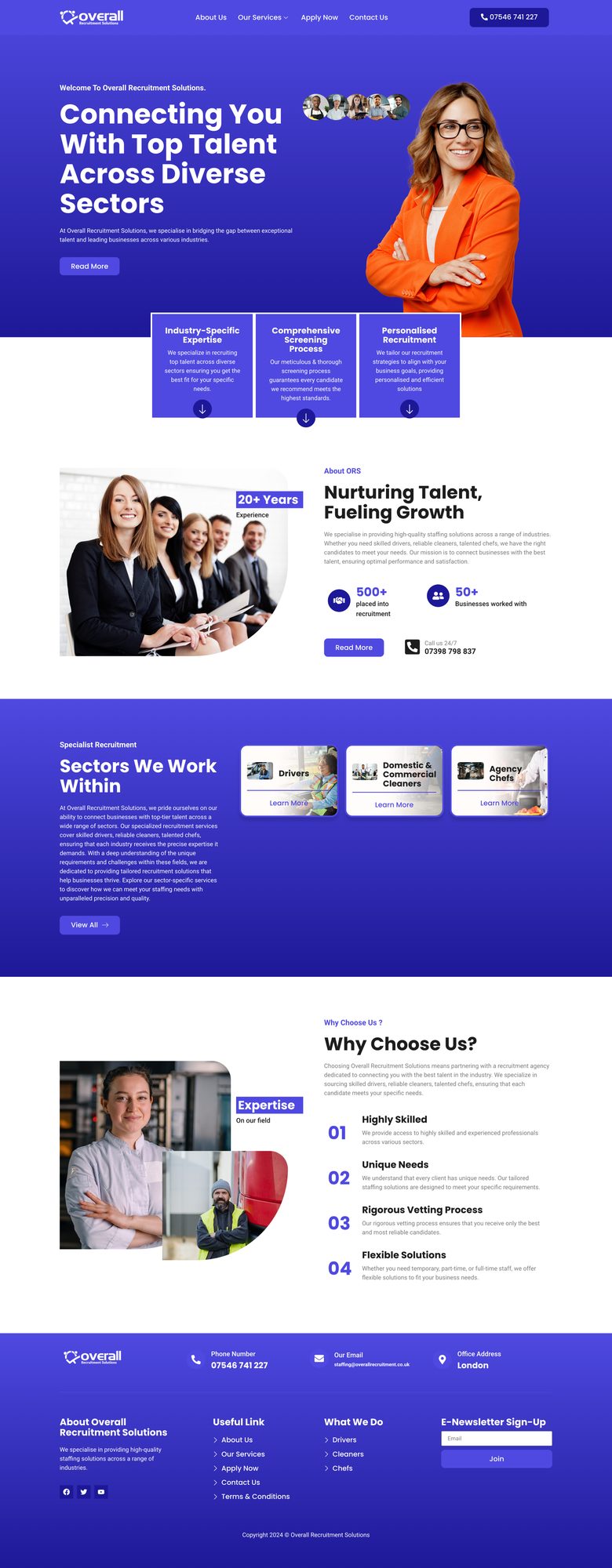 Website design for Overall Recruitment Solutions detail