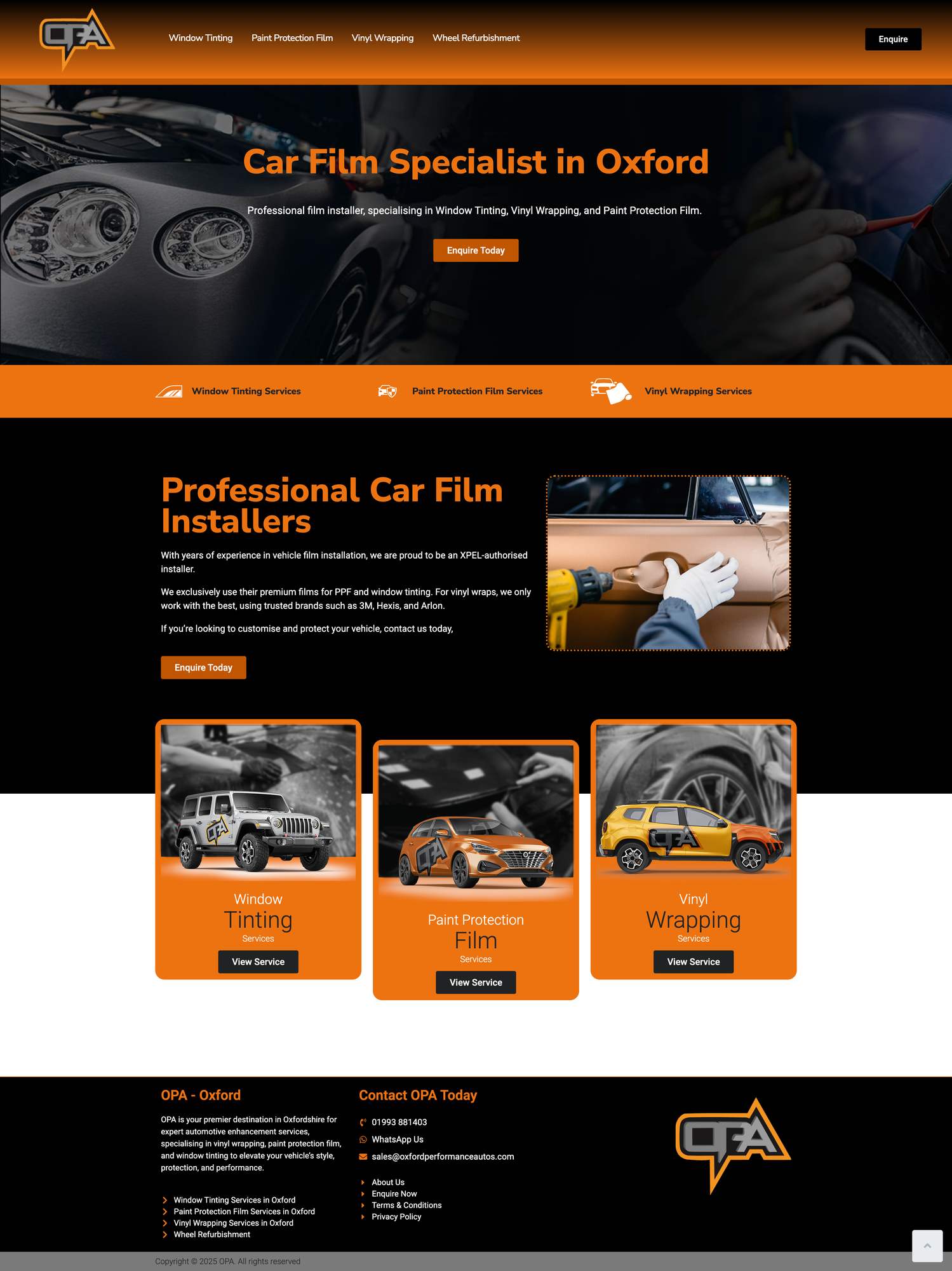 Website design for Oxford Performance Autos detail