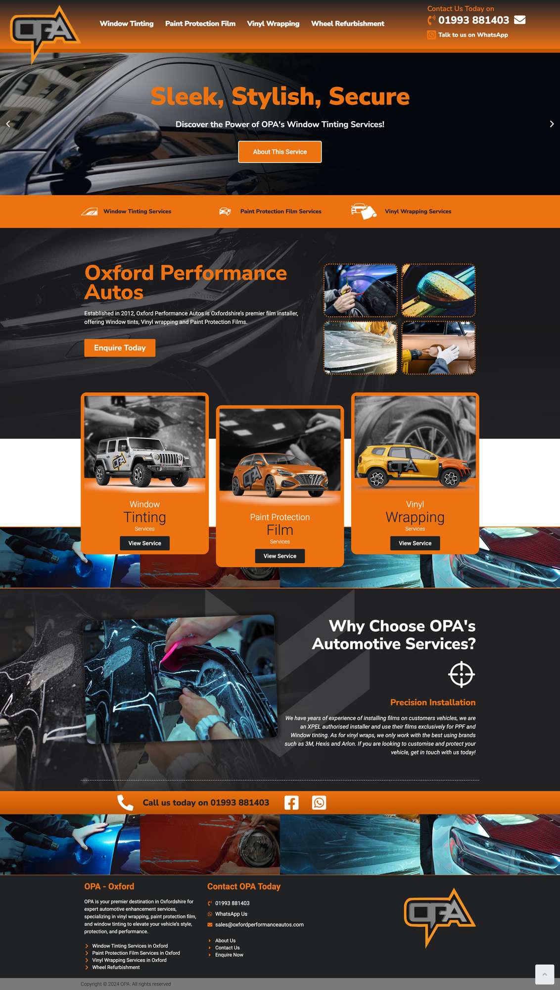 Website design for Oxford Performance Autos detail