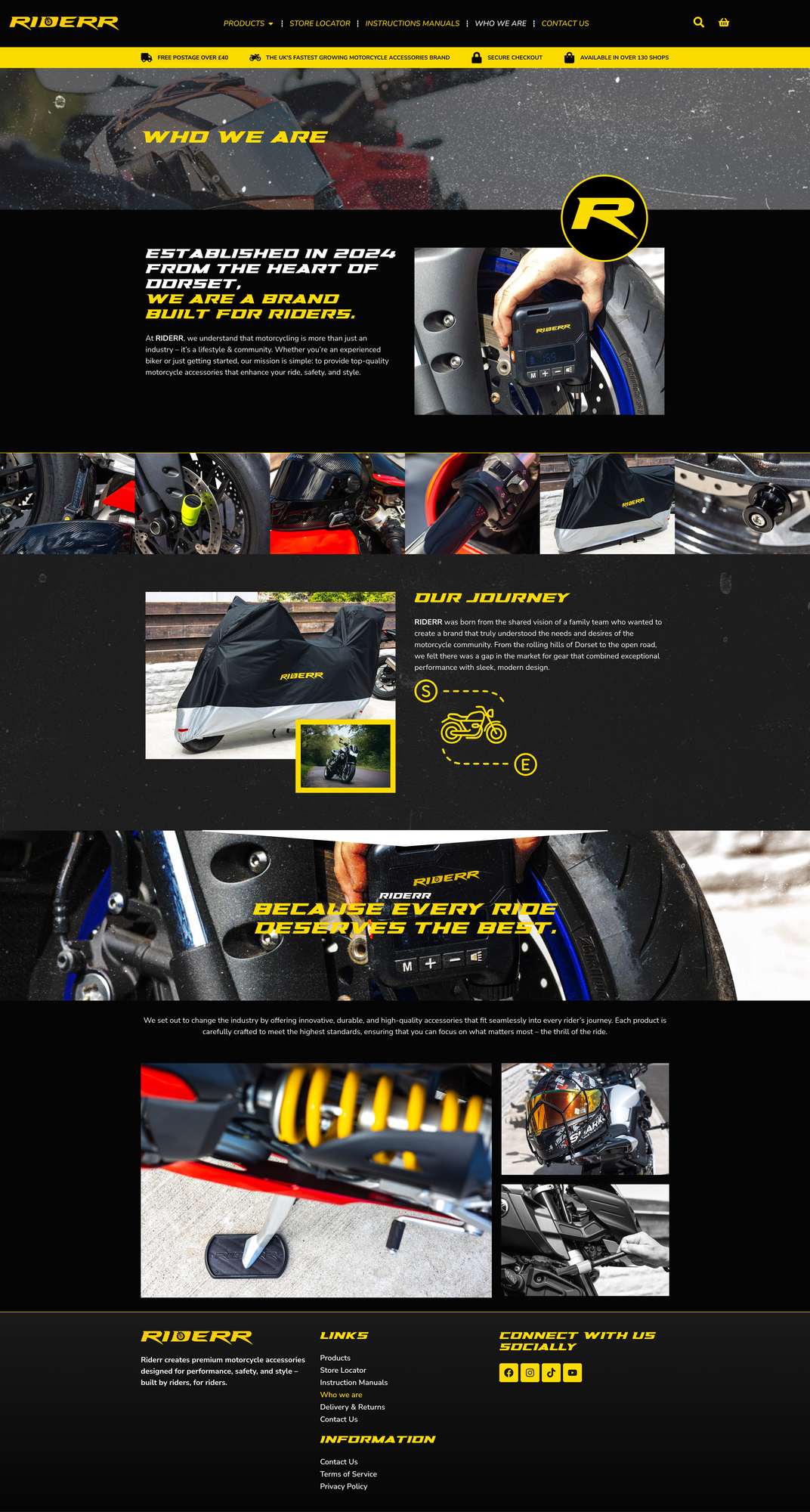 Website design for Riderr detail
