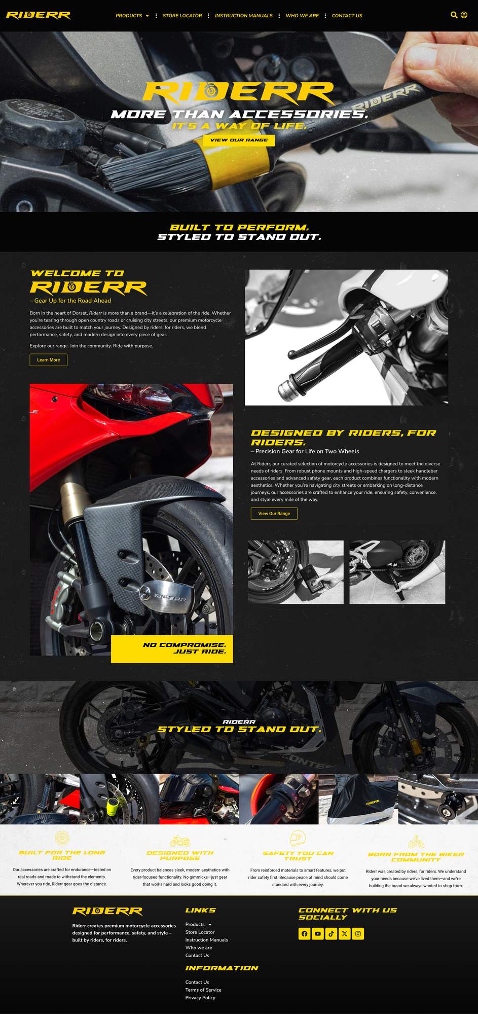 Website design for Riderr detail