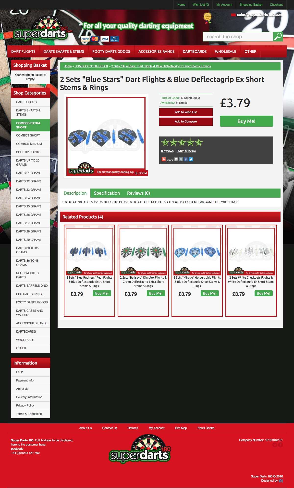 Website design for Super Darts 180 detail