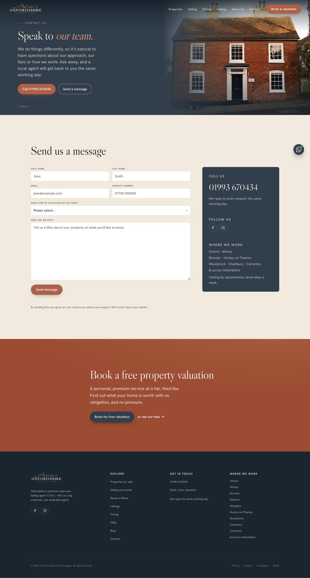 Website design for The Oxfordshire Property Agent detail