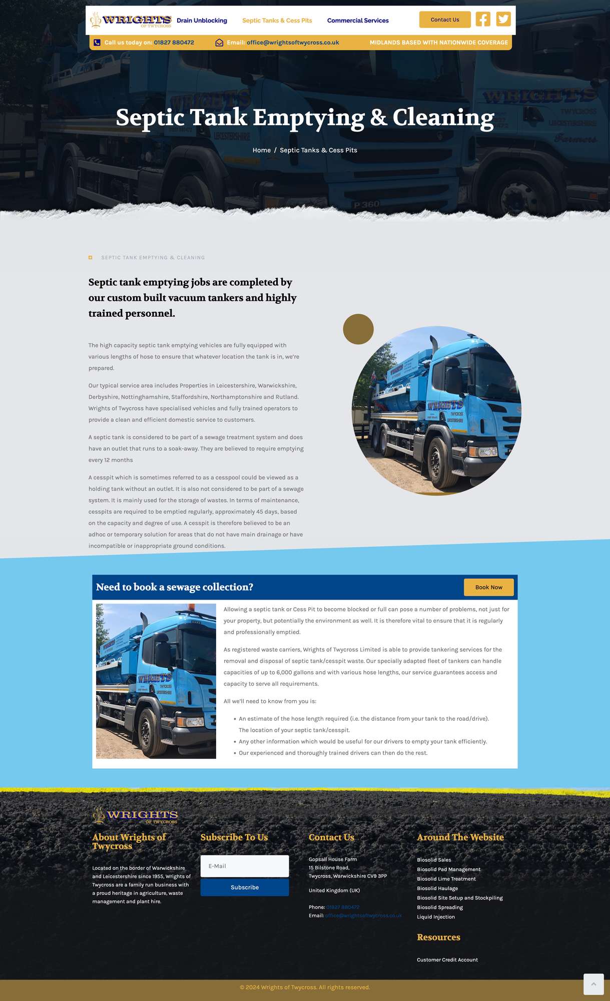 Website design for Wrights of Twycross detail