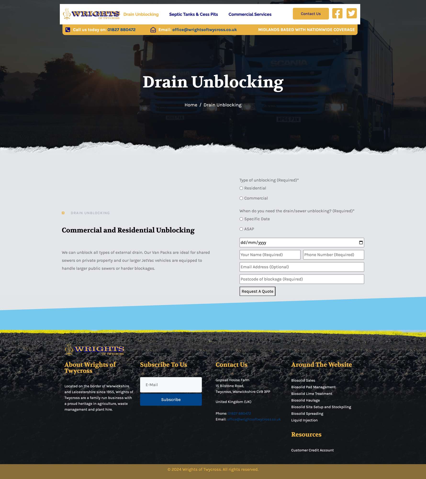 Website design for Wrights of Twycross detail